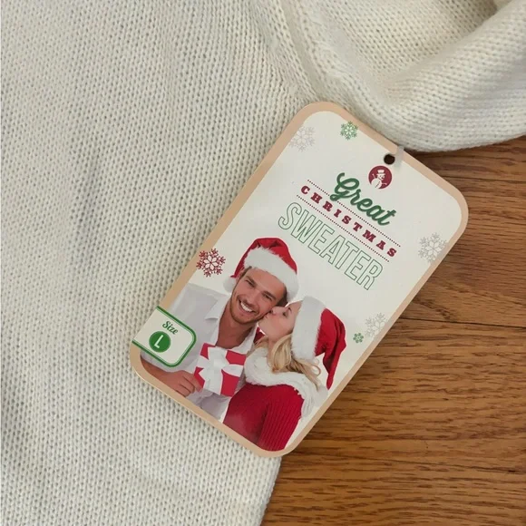 Great Christmas Sweater Women’s Large White (Ivory) Jingle Bells Holiday Top NWT - Picture 5 of 8